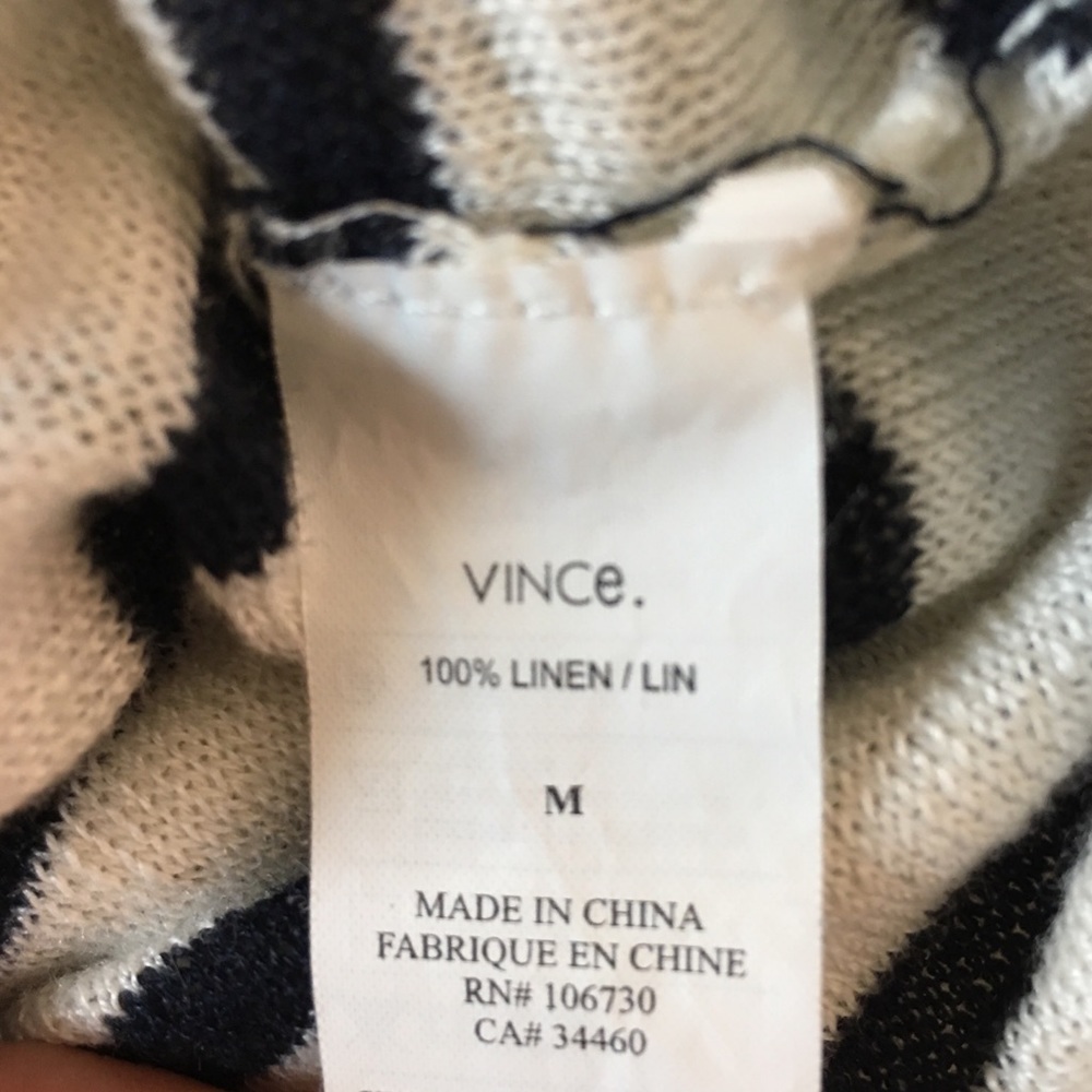 VINCE Mixed Stripe Boatneck Linen Sweater M - Picture 5 of 7